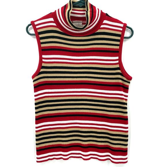 Fiorlini Sweaters - Fiorlini International Women's Sleeveless Sweater, Stripes, Sz. M Preppy